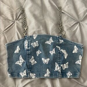 Fashion Nova Blue Denim Top